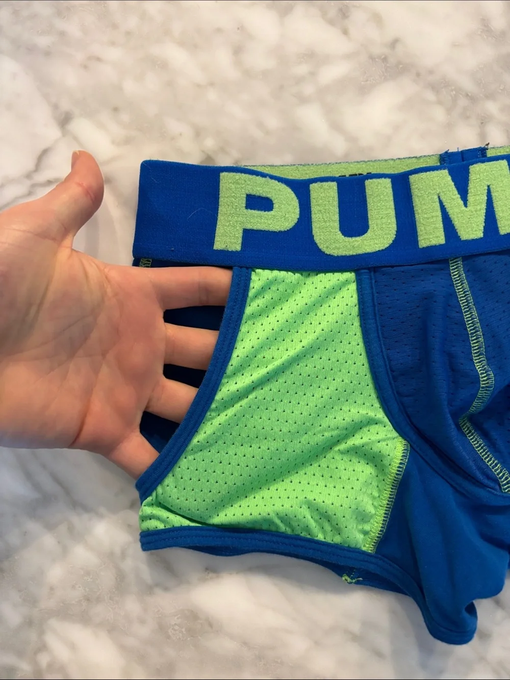 PUMP! Men’s Blue & Neon Green Performance Boxer Briefs